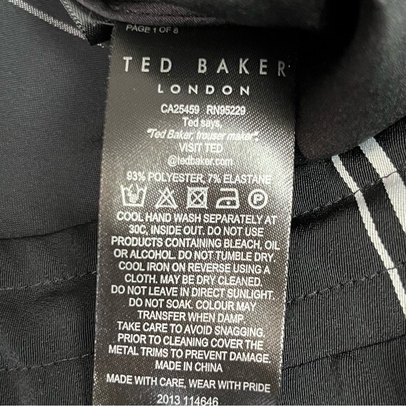 Ted Baker Black White Plaid Straight Leg Trousers Size S (US 4) Women - Picture 9 of 9